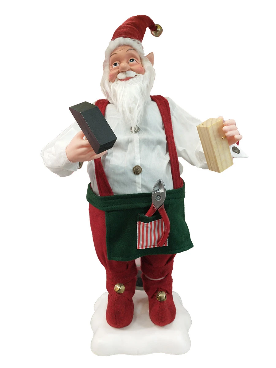 2 FT Animated Elf Santa With Hammer - Image 3