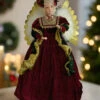 32" Burgundy & Gold Animated Musical Angel Tree Topper