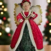 32" Red & Green Animated Musical Angel Tree Topper