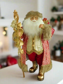 32" Red & Gold Santa Claus