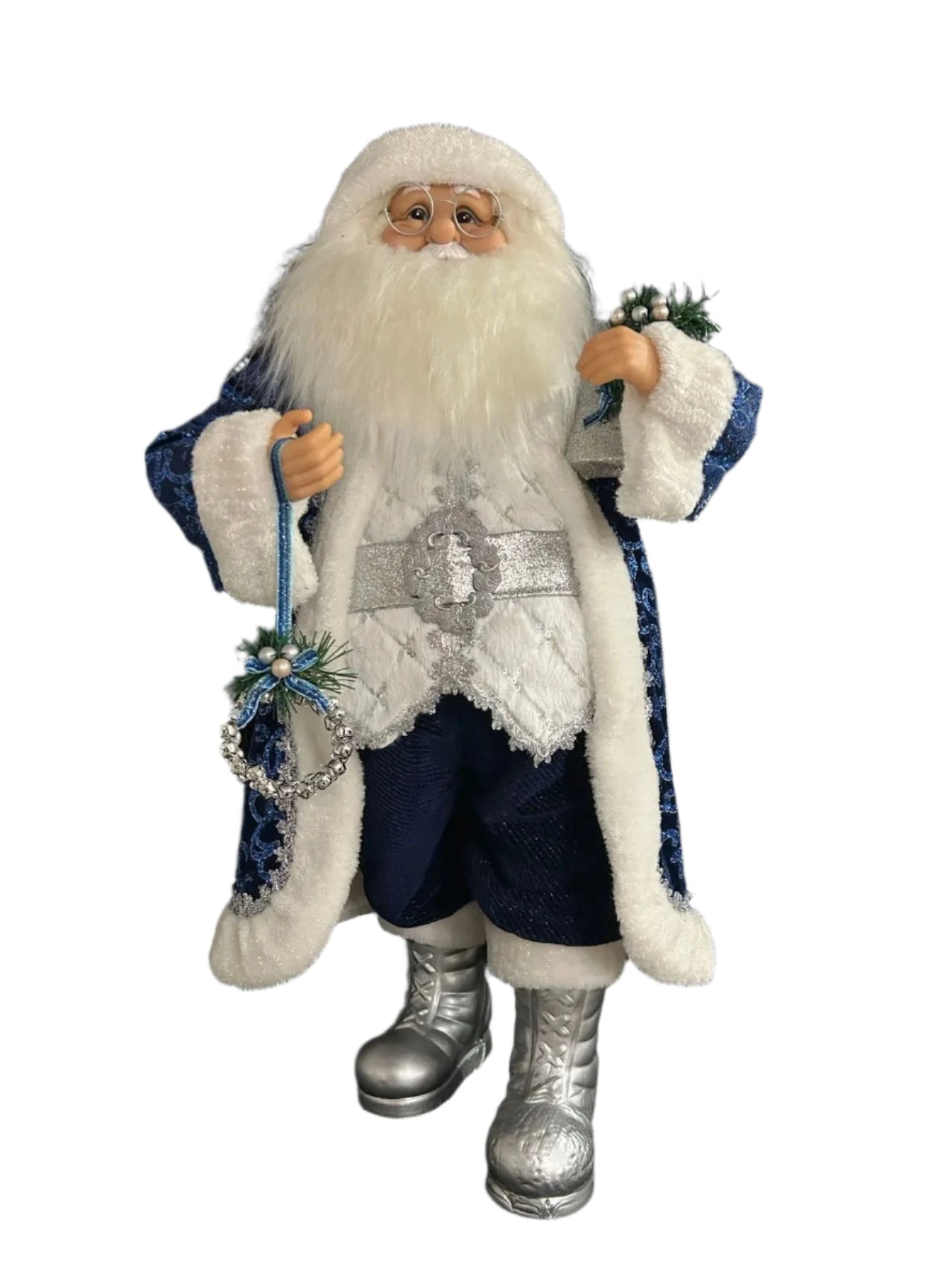 32" Blue & Silver Santa Claus