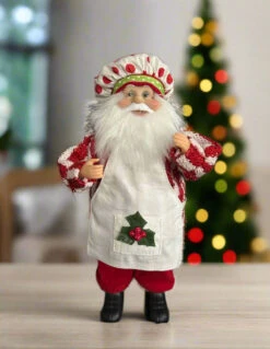 9" Red & White Santa With Apron