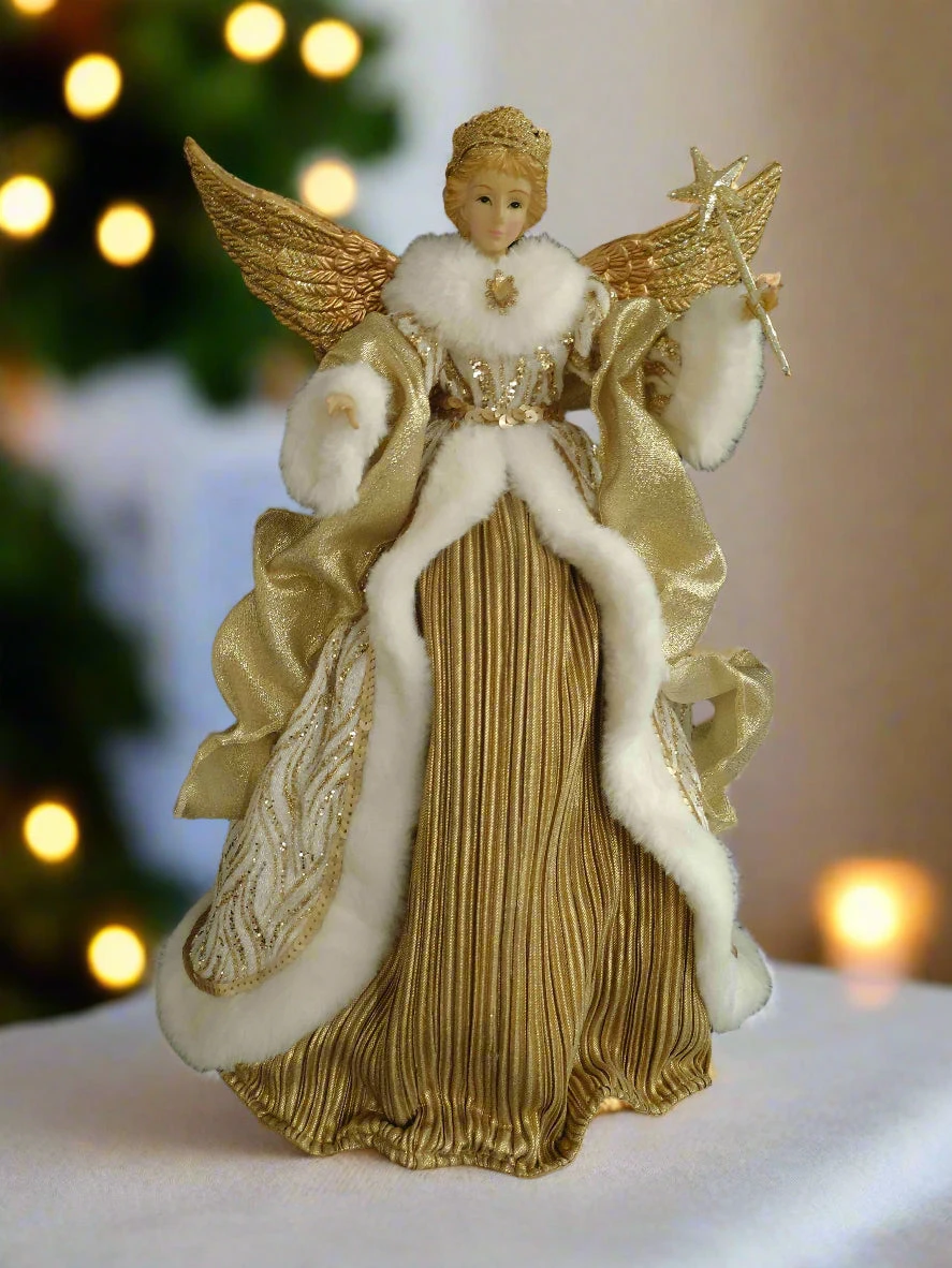 16" Gold & White Fairy Tree Topper