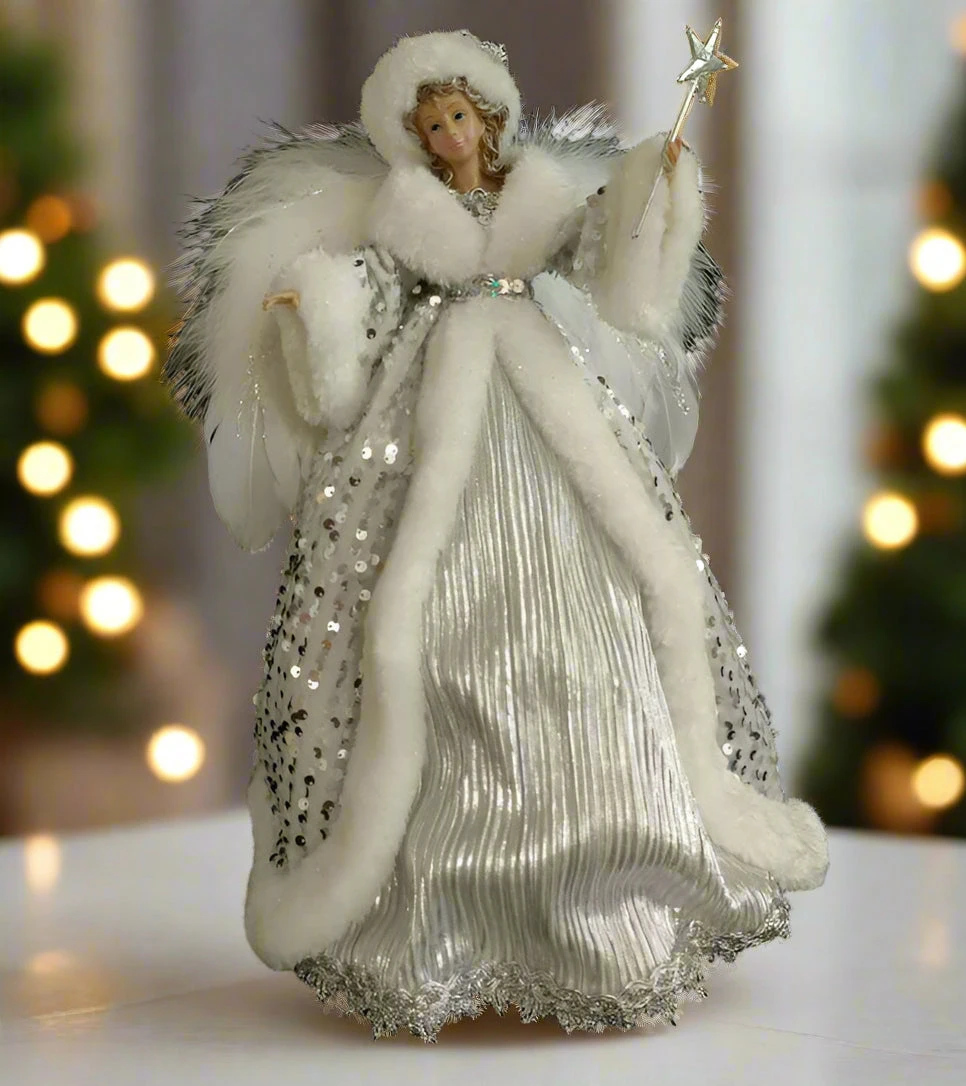 16" White & Silver Fairy Tree Topper