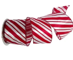 2.5" X 10 YD Red & White Peppermint Ribbon Set Of 3