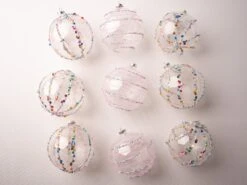 5" Clear Glass Spun Ornament Set Of 12