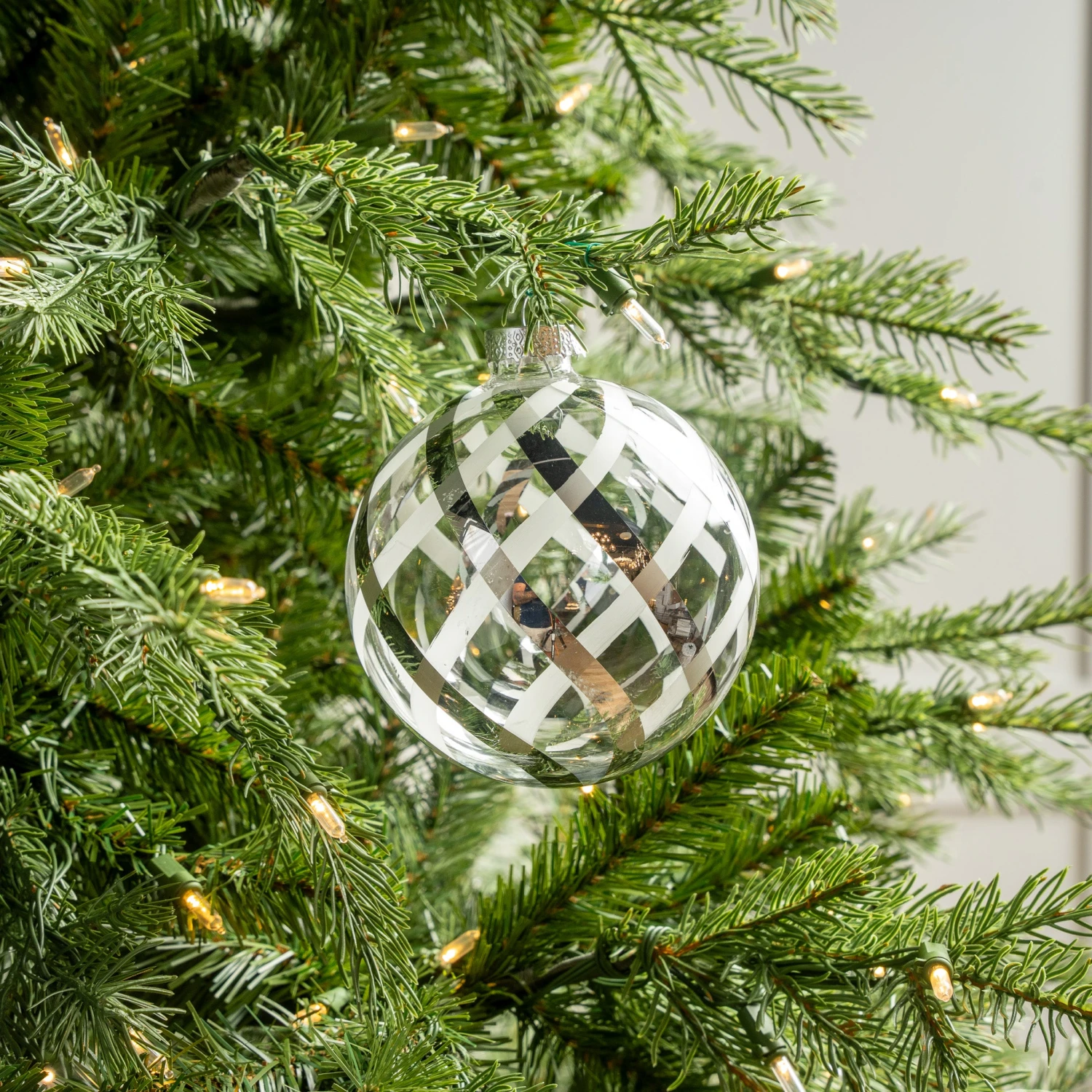 5" Silver Clear Ball Ornament Set Of 9 - Image 2