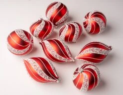 5" Red & White Assorted Set Of 9