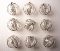 5" Celline Clear & Pearled Ball Ornament Set Of 9
