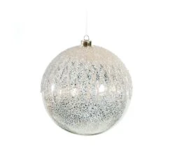 8" Pewter Lattice With Glitter Ornament Set Of 4