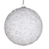 4" White Tinsel Ball Ornament Set Of 12