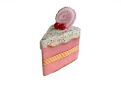 6" Pink Cake Slice With Sprinkles Ornament Set Of 6
