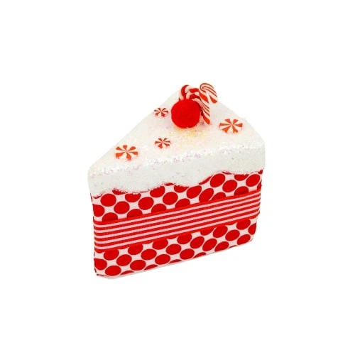 5" Red & White Peppermint Cake Slice Ornament - Image 2