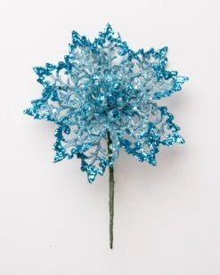 6" Glitter Poinsettia Set Of 6