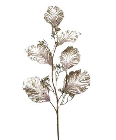 33" Platinum Leaf Branch Set Of 6