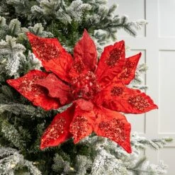 21" Giant Poinsettia Set Of 2 -The Christmas Palace 0671409624 1