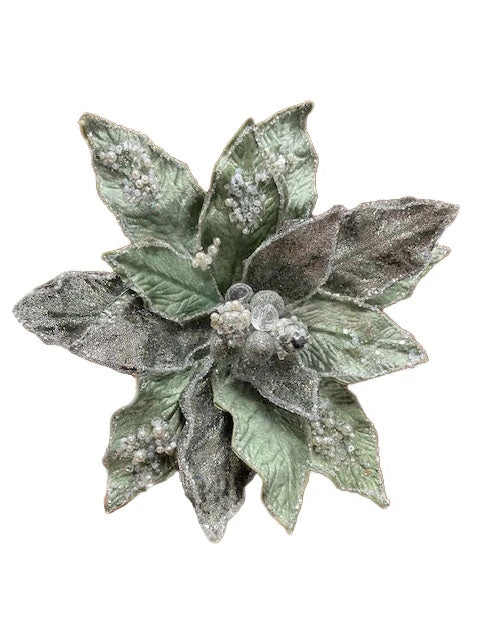 18" Poinsettia Stem With Leaves Set Of 6 - Image 7