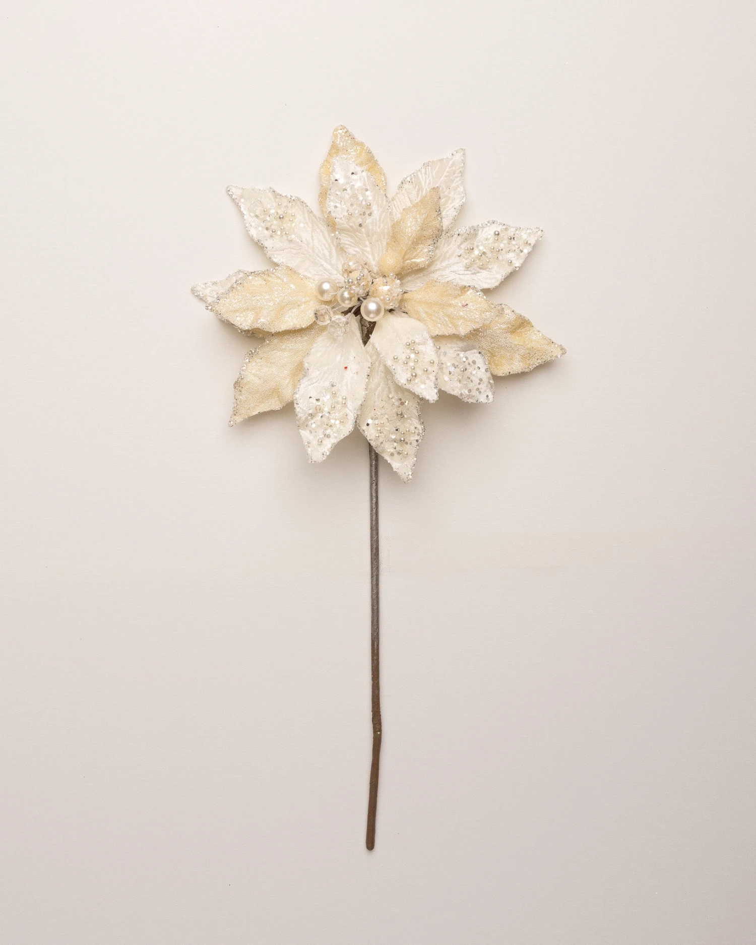 18" Poinsettia Stem With Leaves Set Of 6 - Image 4