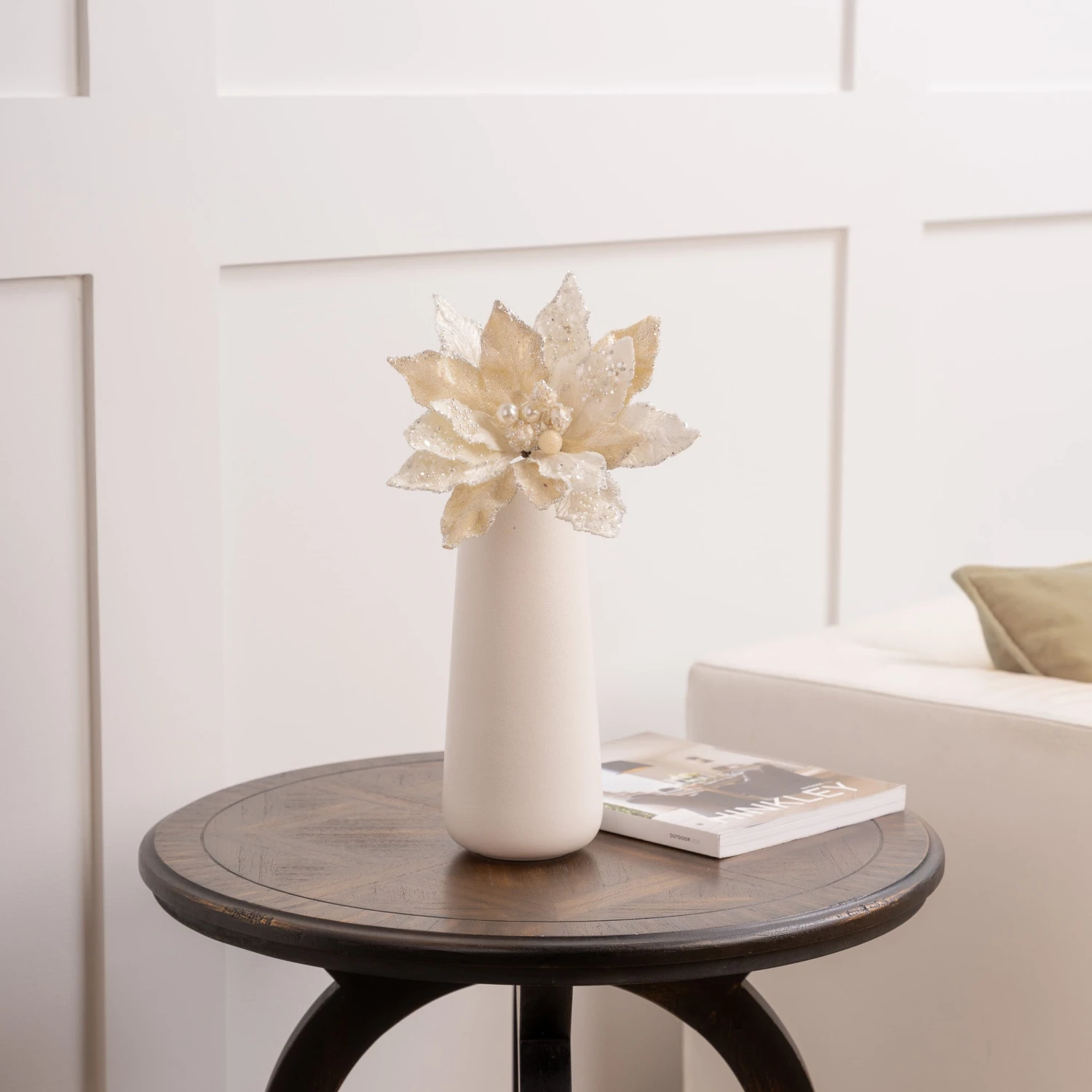 18" Poinsettia Stem With Leaves Set Of 6 - Image 6