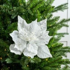 15" Poinsettia Velvet Pick Set Of 6 -The Christmas Palace 0671409846 2