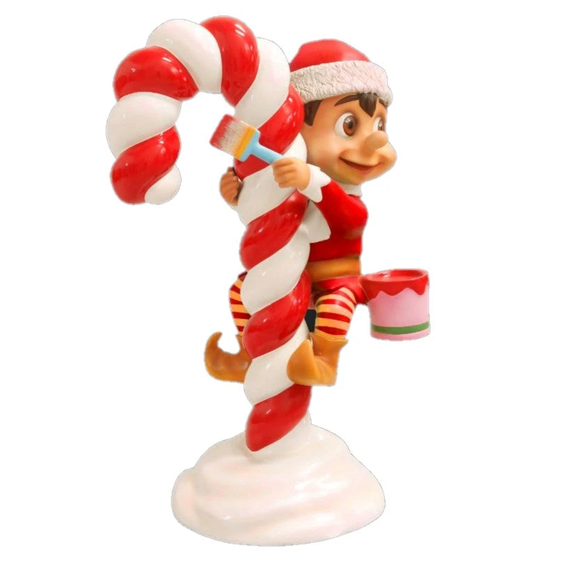 4 FT Santa Elf Painting Candy Cane 3 4 FT Santa Elf Painting Candy Cane