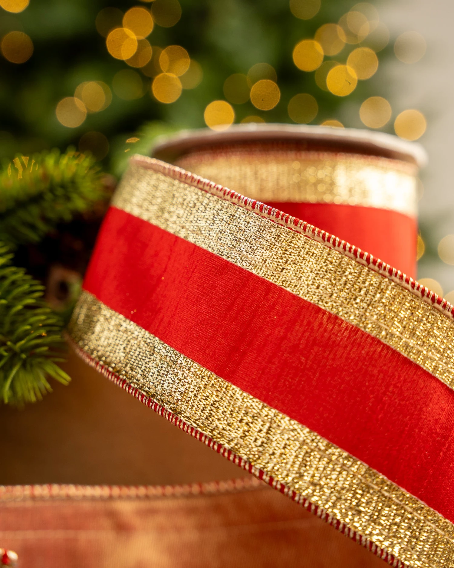 2.5" X5YD Red With Gold Edge Ribbon 4 2.5" X5YD Red With Gold Edge Ribbon - Image 2