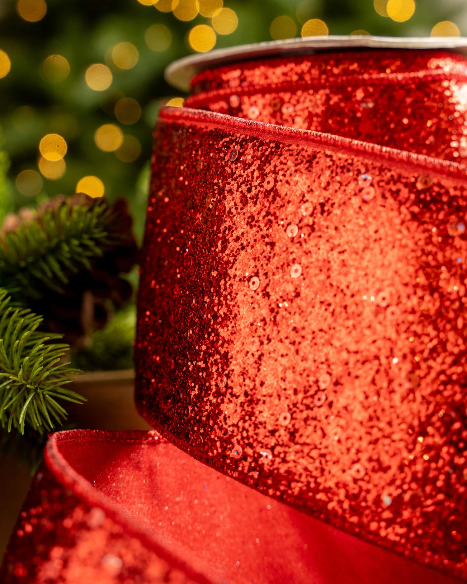 4" X10YD Red Mesh Ribbon - Image 2