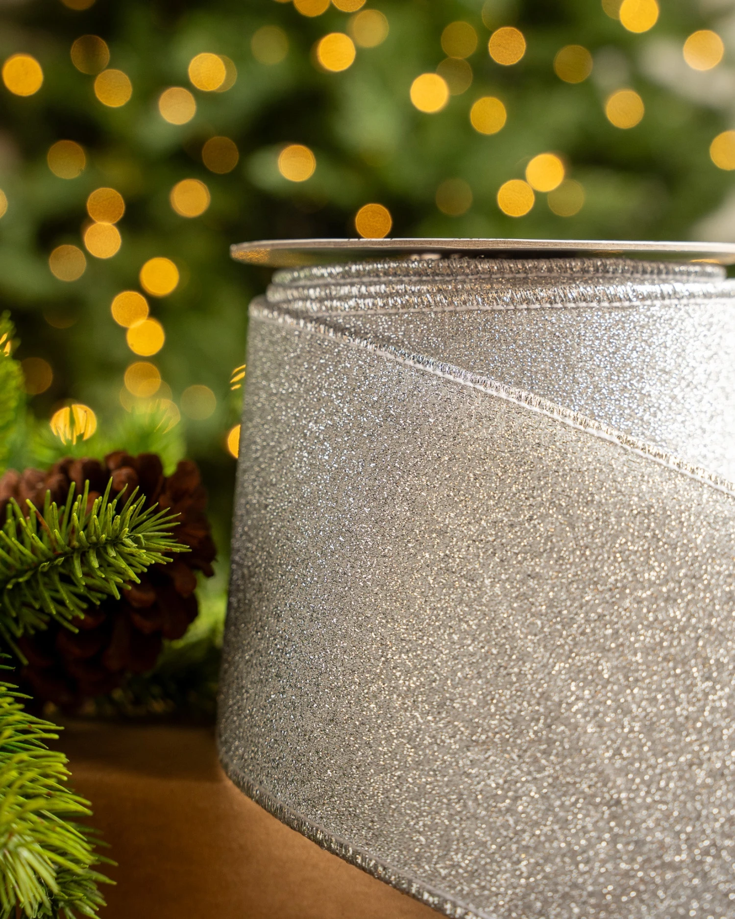 4" X10YD Silver Mesh Ribbon - Image 2