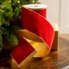 4" X10YD Red Velvet With Gold Edge
