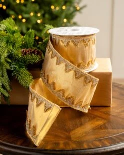 4" X10YD Gold With Silver Trim