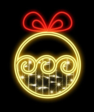 2 FT X 2 FT LED Warm White Ornament Ball With Red Bow