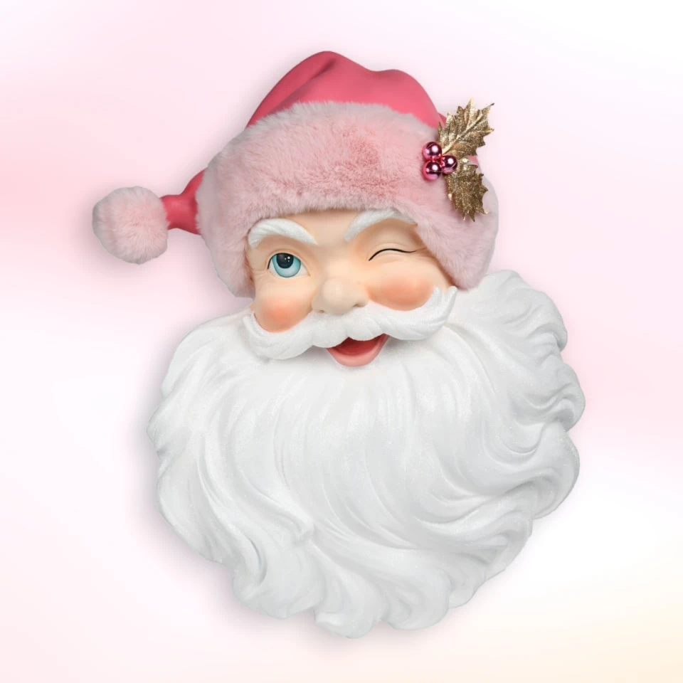Pink Santa Head Wall Decor