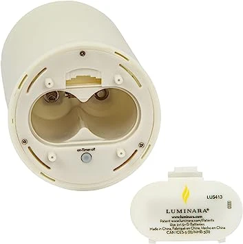 7" Ivory Led Flame Effect Wax Candle Pillar Battery Operated With Remote - Image 4