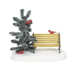 Village Accessory Cardinal Christmas Bench