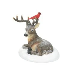 Village Accessory Cardinal Christmas Deer