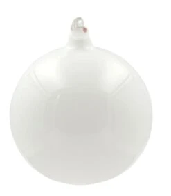 4" White Bubblegum Glass Ornament Box Of 3