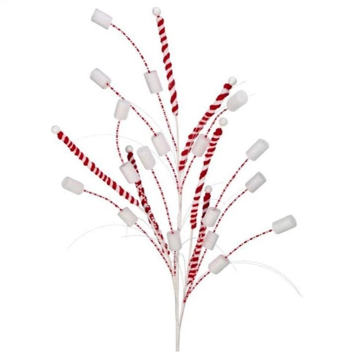 34" Peppermint Stick Marshmallow Spray Set Of 12 3 34" Peppermint Stick Marshmallow Spray Set Of 12