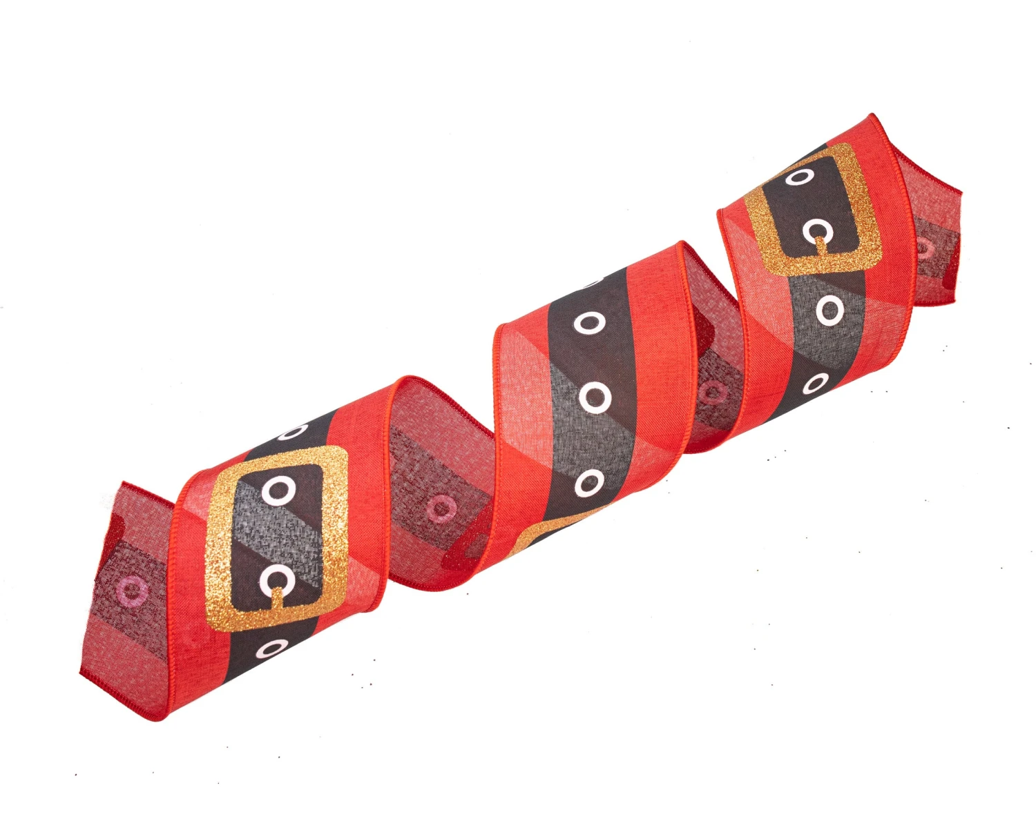 4" X 10 YD Velvet Santa Belt Ribbon - Image 2