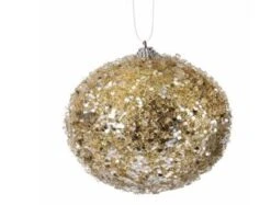 4.5" Champagne Iced Ball Set Of 12
