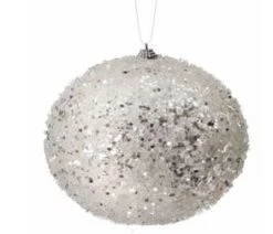 6" White Iced Ball Set Of 6