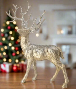 22" Glitter Standing Champagne Reindeer