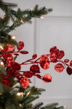 30" Glitter Leaf Spray Set Of 12 -The Christmas Palace 4390302566 1