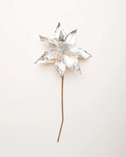 24" Metallic Sequin Edged Tip Poinsettia Set Of 12