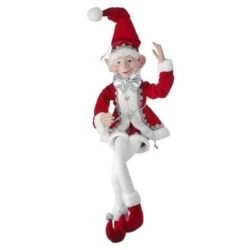 30" Red, Silver, & White Bendable Fabric Elf