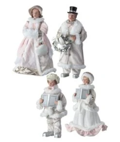 16"' Pink & Champagne Carolers Set Of 4