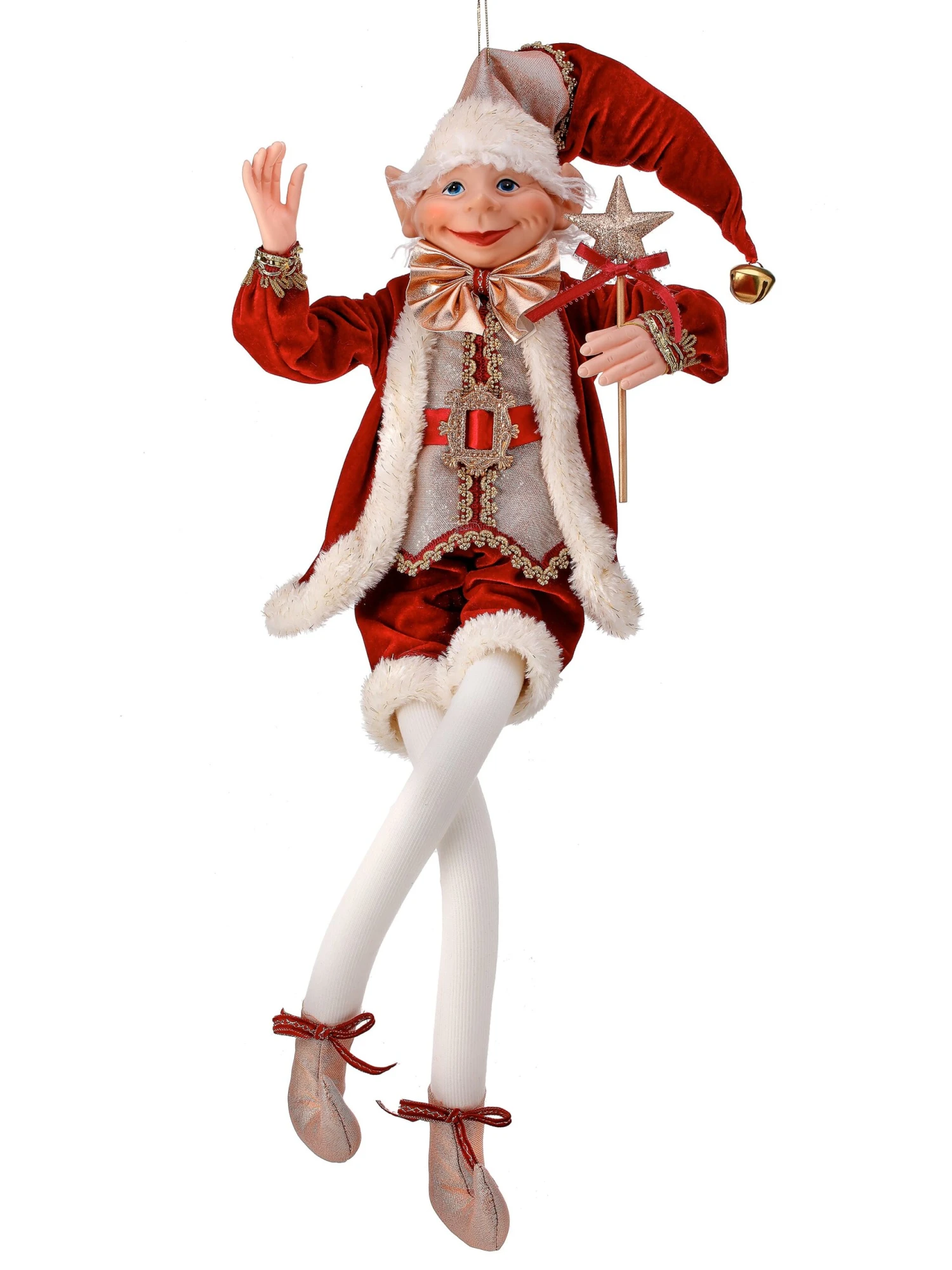 30" White & Burgundy Gilded Elf