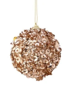 4" Champagne Sequin Ball Set Of 12
