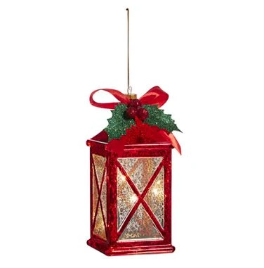 7.5" Battery Operarted Red Lantern Ornament