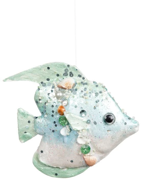 Mark Roberts 5" Aqua Jewel Fish Ornament Set Of 6