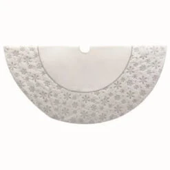 54" White & Silver Sequin Snowflake Tree Skirt